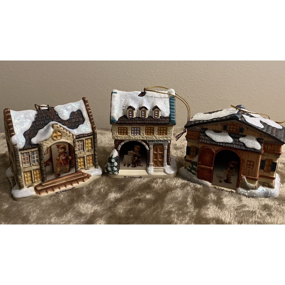 Hummel Bavarian Village 3 Ornaments / Light Covers Goebel 2000 Never Used Mint